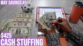 CASH STUFFING SAVINGS CHALLENGES | MAY PAYCHECK #1 2022 | $425 LOW INCOME | CASH STUFFING