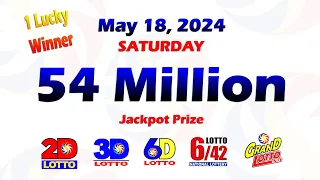 May 18, 2024 - SATURDAY PCSO Lotto Daily Result