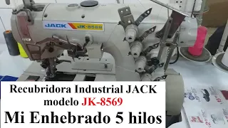 Enebrando 5 hilos Recubridora Industrial Jack JK 8589 Doble Tramado.