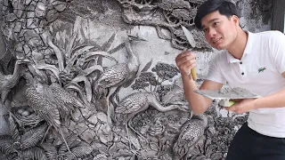 How To Make Sculpture Rendering Sand And Cement On Wall Concrete - Art VN