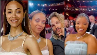 Zoe Saldana Had A Fun Time At The 2023 OSCARS With Her Husband and Halle Bailey