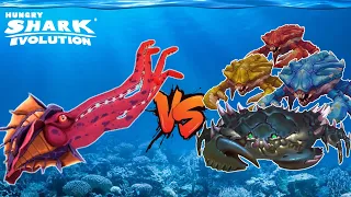 BIG EVIL KRAKEN ENEMY VS GIANT CRAB BOSS - BIG SHARK - HUNGRY SHARK EVOLUTION GAMEPLAY