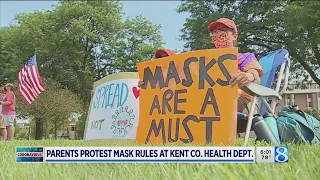 Parents protest mask rules at Kent County Health Department