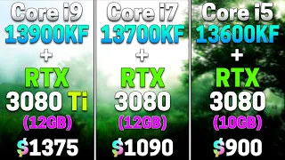 i9 13900KF + RTX 3080 Ti (12GB) vs i7 13700KF + RTX 3080 (12GB) vs i5 13600KF + RTX 3080 (10GB)