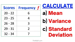 Can You Find Mean, Variance, & Standard Deviation of a Frequency Grouped DataTable?  Simple Tutorial