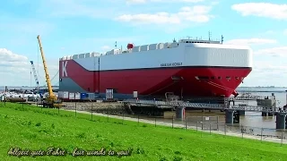 brandnew car carrier HAWAIIAN HIGHWAY V7LW8 IMO 9712632 Emden RoRo cargo seaship Autotransporter