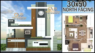 30x50 North Facing 3BHK Villa Design With Vastu, 3 bedroom With Attach  Toilet Home Design, Gopal