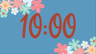 10 Minute Cute Spring Flower Classroom Timer (No Music, Fun Synth Alarm at End)