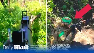 Woman soldier storms Russian trenches near Bakhmut in Ukraine counter attack POV footage