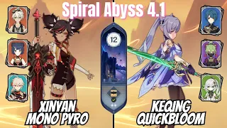 Xinyan Mono Pyro / Keqing Quickbloom 4.1 Spiral Abyss Floor 12 Genshin Impact