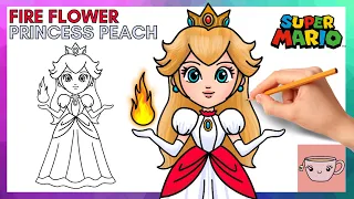 How To Draw Fire Flower Princess Peach | Super Mario Bros Movie | Easy Step By Step Drawing Tutorial