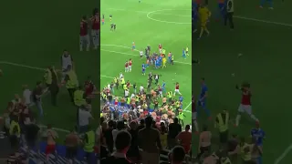 CRAZY SCENES! Nice fans invading pitch to fight Marseille players after Payet throws bottle at crowd