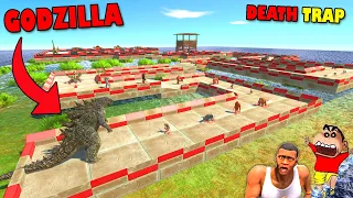 GODZILLA and IRON MAN in CHOP DEATH TRAP with SHINCHAN Animal Revolt Battle Simulator