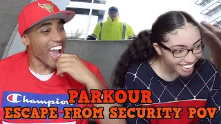MY DAD REACTS TO Parkour Escape From Security POV REACTION