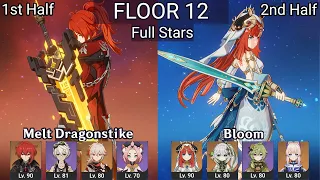 Diluc Melt Dragonstrike + Nilou Bloom | 3.6/3.7 Spiral Abyss Floor 12 9 Stars | Genshin Impact