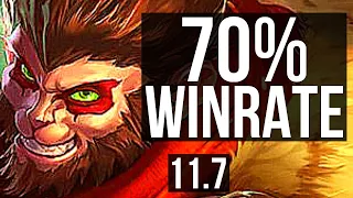 WUKONG vs RENEKTON (TOP) | 70% winrate, 7 solo kills, Godlike, 12/3/3 | BR Master | v11.7