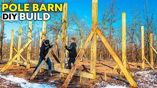 DIY Couple Builds POLE BARN! Homestead Livestock Barn