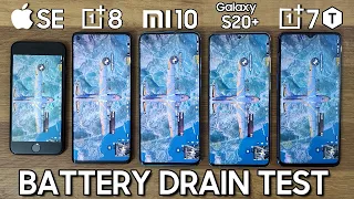 OnePlus 8 vs Xiaomi Mi 10 / Galaxy S20+ / iPhone SE 2 / OnePlus 7T - BATTERY DRAIN TEST!