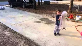 My 4 year old kid throwing a 4ft cast net