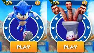 Sonic Dash vs Skibidi Dob Toilet - Movie Sonic vs All Bosses Zazz Eggman All Characters Unlocked