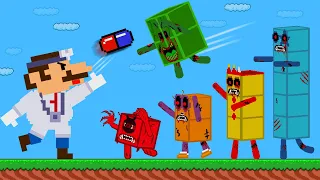 Doctor Mario vs the Giant Zombie Numberblocks 1 2 3 4 5 Mix Level Up Maze | Game Animation