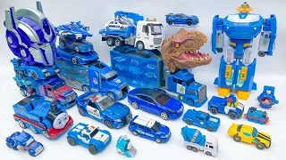 Full Blue TRANSFORMERS: Optimus Prime Best Hunter - Car Eating Dinosaur: Crane, Train, Boat, Bus JCB