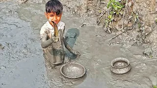 Amazing Hand Fishing Video at Muddy Pond | Smart Boys Catching Fish By Hand |