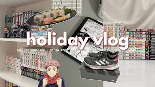 holiday vlog 🎁🥂 lots of unboxing, my first boxset, manga organization, xmas & new year celebration