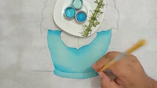 Vaso com Copos-de-leite Pintura em Tecido Parte 1 - Bruno Silva - Como pintar um Vaso Azul