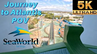 Journey to Atlantis FRONT ROW POV | SeaWorld San Diego Mack Watercoaster | (5K 60 FPS No Copyright)