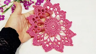 واو،إنه قنبله! مفرش كروشيه بتصميم سهل جدا 💯 crochet doily