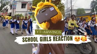 School Girls Reaction on bunny helmet cover | Market Reaction #Ajitshaw #ytviral  #trending