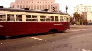 Historic Streetcar on Market Street with SF Mint behind