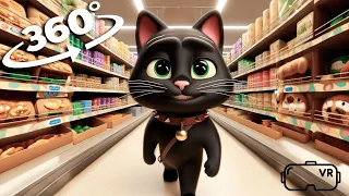 360° VR Maxwell The Cat  in the Supermarket Chassing / 4K