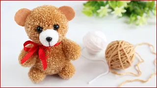 🐻Wonderful BEAR from yarn WITHOUT KNITTING!🐻Pom Pom Teddy Bear