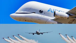 Airbus BELUGA and and A330 BORIS FORCE ONE with RED ARROWS fly past at RIAT 2022