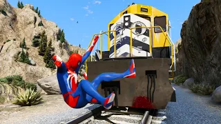 GTA 5 Spider-man VS Train (Spiderman Stopping Train In GTA 5)