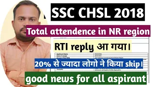 SSC CHSL 2018 | DV NR region total attendence | good news for all aspirant | final cutoff kitna
