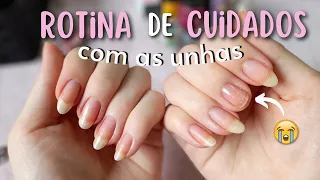 ROTINA DE CUIDADOS COM AS UNHAS + CORTANDO AS UNHAS CURTINHAS 💅🏻