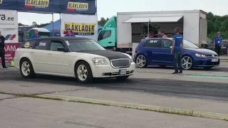 VW Golf R Mk7 vs Dodge Magnum 400ci Hemi 1/4mile drag race