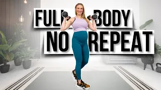 30-min Full Body NO REPEAT Strength Building with Dumbbells