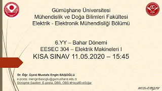 Elektrik Makineleri I Doğru Akım Makineleri | DC Motor Örnek | Kısa Sınav