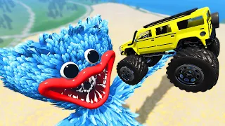 Jumping Cars Into Mouth Huggy Wuggy [Poppy Playtime] - Beamng drive