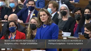 Finance Minister Chrystia Freeland delivers federal budget 2022