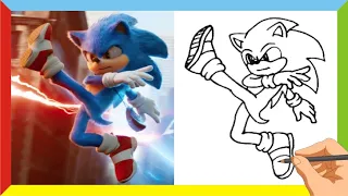 How to draw SONIC THE HEDGEHOG 2020 Sonic Kick