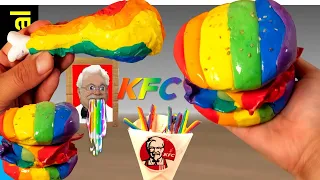 KlunaTik Eating Rainbow KFC for Dinner [fictional video] | Monster Meal ASMR Sounds