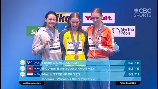 World Aquatics Championships Fukuoka 2023 Women 100m Freestyle Medal Ceremony Siobhan Haughey 何詩蓓