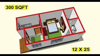 300 sqft small village house II 12 x 25 ghar ka naksha II 12 x 25 home design