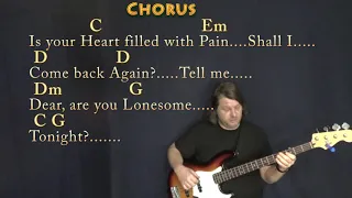 Are You Lonesome Tonight (Elvis) Bass Guitar Cover Lesson in C with Chords/Lyrics