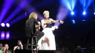 P!nk 3/17/13 Philadelphia Stopping "Who Knew" to console a little girl crying over fight